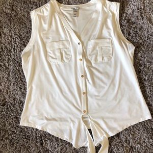Cache White button up tank with cute tie!